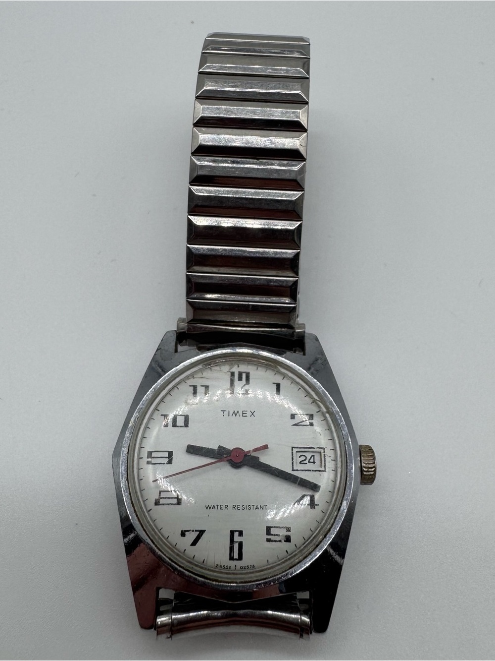 Vintage Timex Manual Wind Date Watch Speidel USA Band Untested
